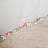 【リネン混】麻と赤い小花 お弁当袋になっちゃう!!ランチクロス【四角形】