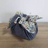 やさしい青と小花 お弁当袋になっちゃう!!ランチクロス【四角形】