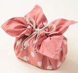 お弁当袋になっちゃう!!ランチクロス☆ドットピンク巾着型表