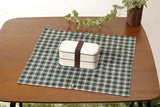 ■ チェックブルー 【四角】 お弁当袋になっちゃう!!ランチクロスCheck blue 【square】Japanese bento place mat and bento bag - Mamanoideakobo