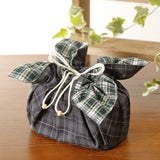 ■ チェックブルー 【四角】 お弁当袋になっちゃう!!ランチクロスCheck blue 【square】Japanese bento place mat and bento bag - Mamanoideakobo