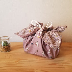 【ウサギと紫の花畑】お弁当袋になっちゃう！！ランチクロス【四角形】